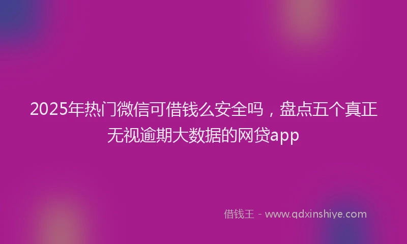2025年热门微信可借钱么安全吗，盘点五个真正无视逾期大数据的网贷app