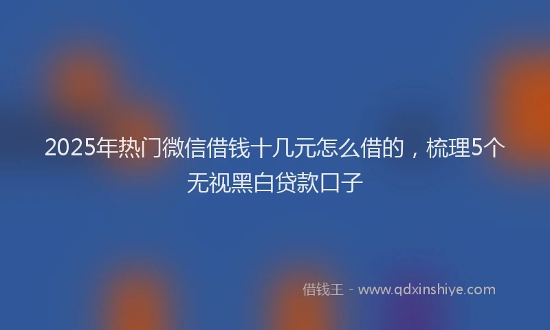 2025年热门微信借钱十几元怎么借的，梳理5个无视黑白贷款口子
