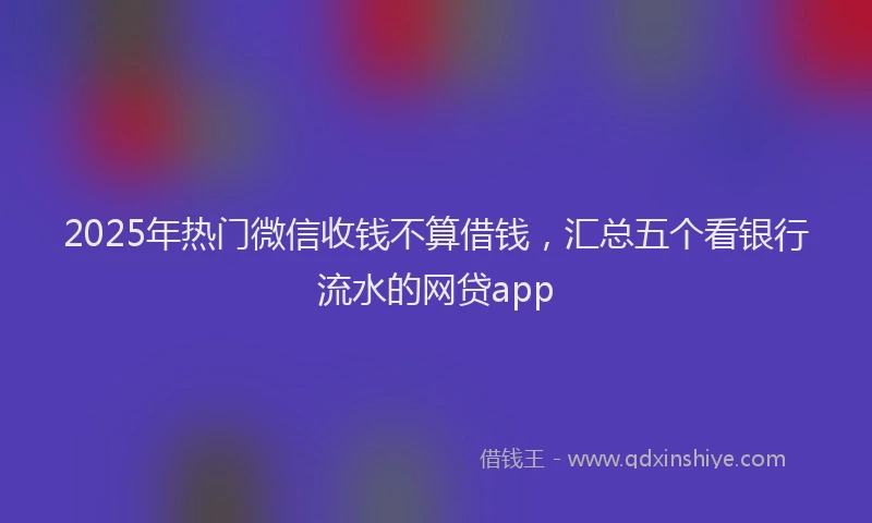 2025年热门微信收钱不算借钱，汇总五个看银行流水的网贷app