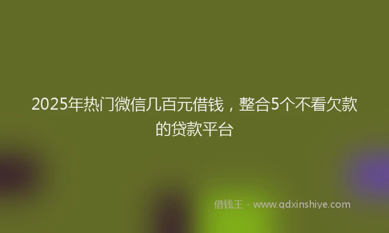 2025年热门微信几百元借钱，整合5个不看欠款的贷款平台