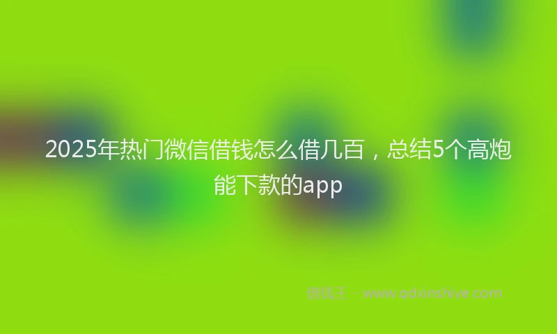 2025年热门微信借钱怎么借几百，总结5个高炮能下款的app