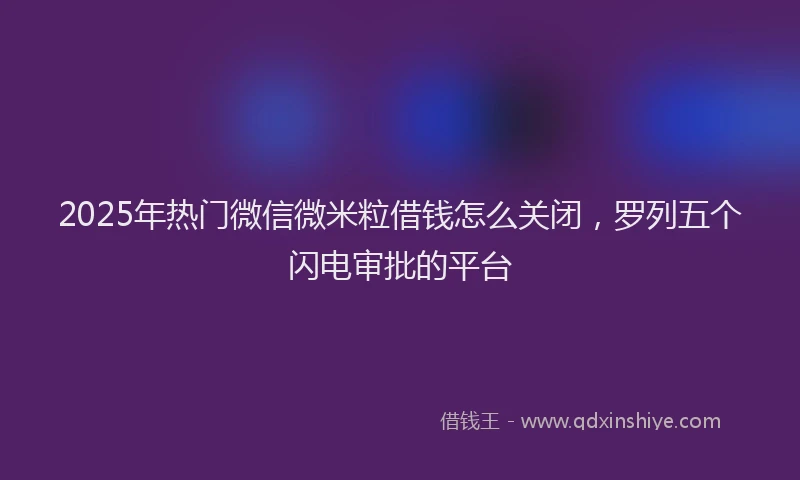 2025年热门微信微米粒借钱怎么关闭，罗列五个闪电审批的平台