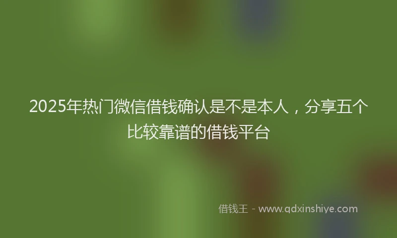 2025年热门微信借钱确认是不是本人，分享五个比较靠谱的借钱平台