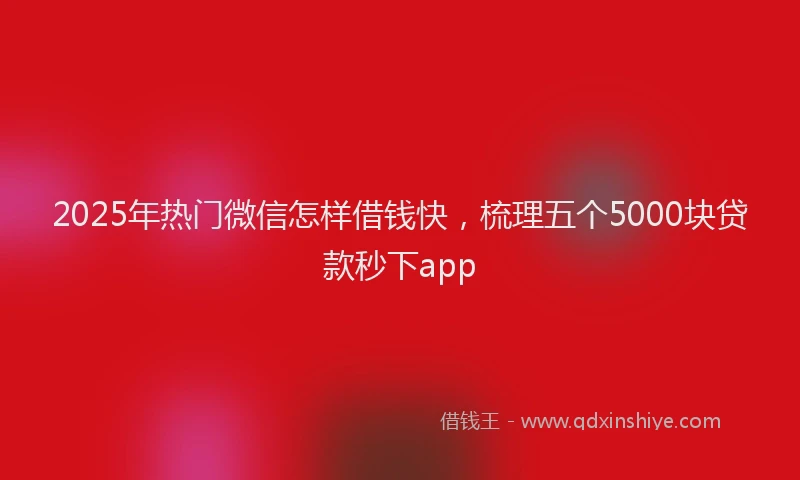 2025年热门微信怎样借钱快，梳理五个5000块贷款秒下app