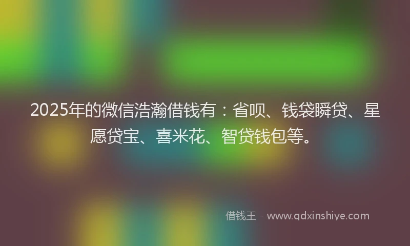 2025年的微信浩瀚借钱有：省呗、钱袋瞬贷、星愿贷宝、喜米花、智贷钱包等。
