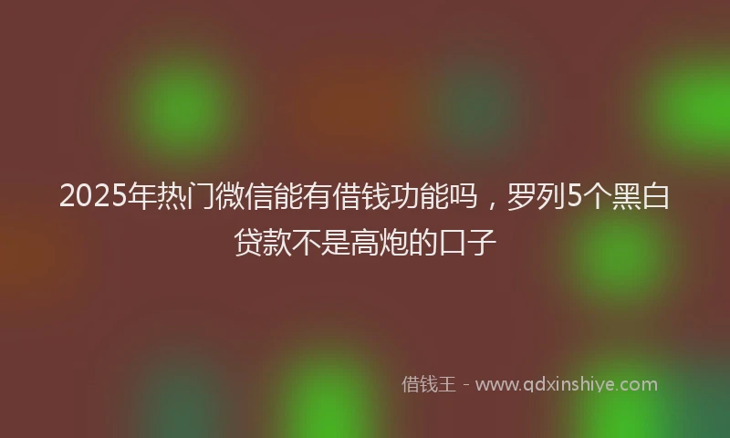 2025年热门微信能有借钱功能吗，罗列5个黑白贷款不是高炮的口子