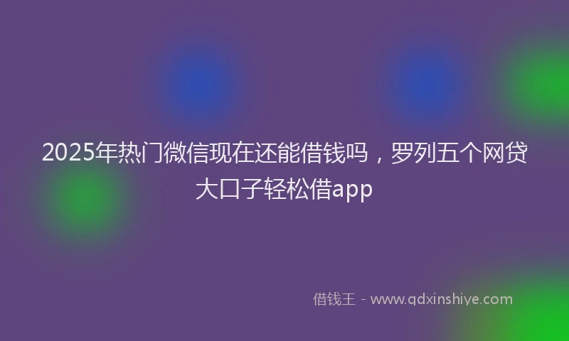 2025年热门微信现在还能借钱吗，罗列五个网贷大口子轻松借app