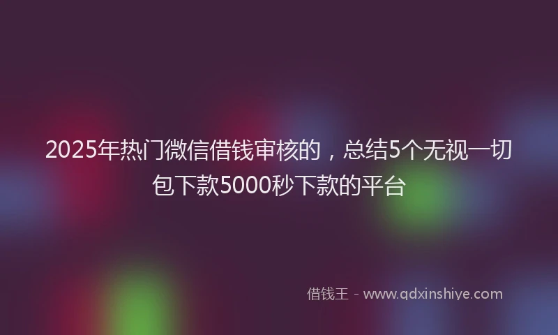 2025年热门微信借钱审核的，总结5个无视一切包下款5000秒下款的平台