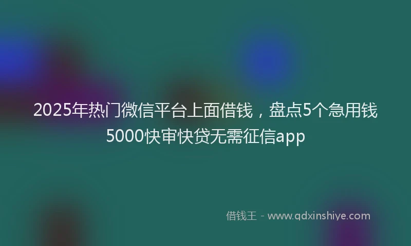 2025年热门微信平台上面借钱，盘点5个急用钱5000快审快贷无需征信app