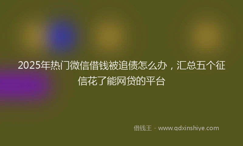 2025年热门微信借钱被追债怎么办，汇总五个征信花了能网贷的平台