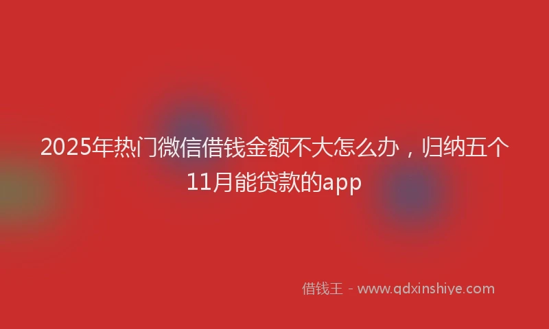 2025年热门微信借钱金额不大怎么办，归纳五个11月能贷款的app