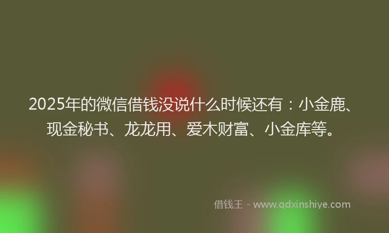 2025年的微信借钱没说什么时候还有：小金鹿、现金秘书、龙龙用、爱木财富、小金库等。