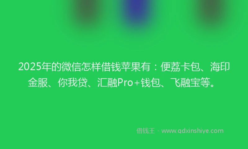2025年的微信怎样借钱苹果有：便荔卡包、海印金服、你我贷、汇融Pro+钱包、飞融宝等。