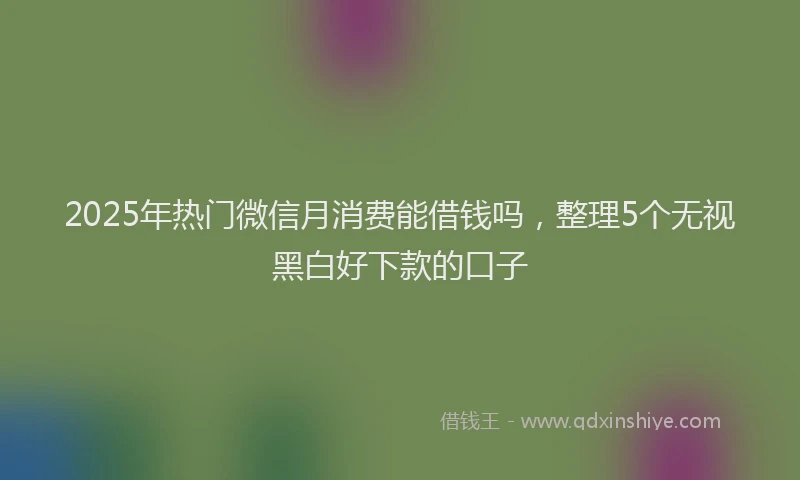 2025年热门微信月消费能借钱吗，整理5个无视黑白好下款的口子