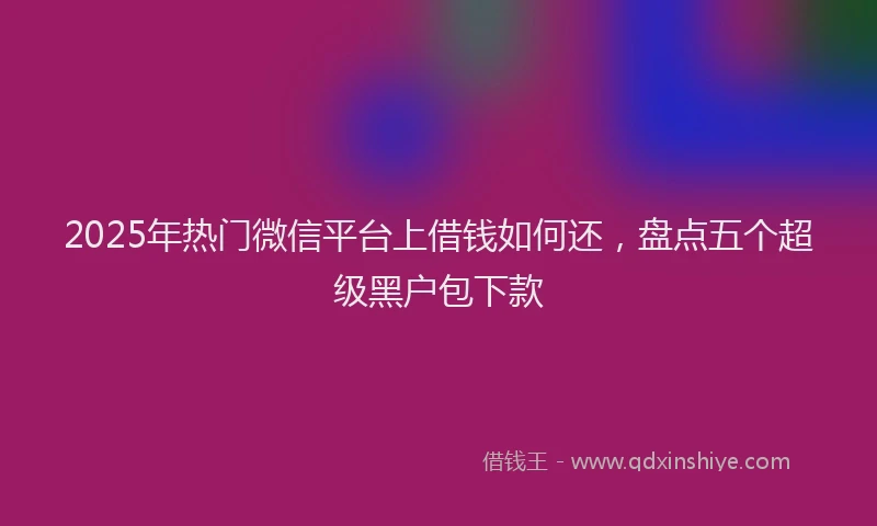 2025年热门微信平台上借钱如何还，盘点五个超级黑户包下款