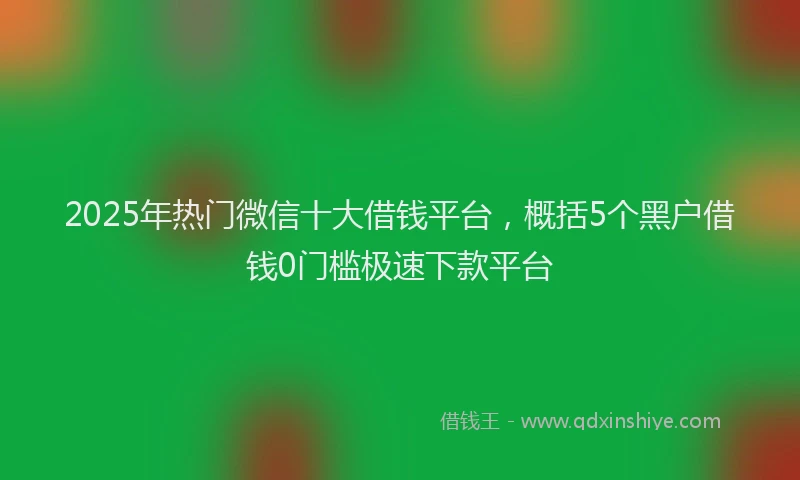 2025年热门微信十大借钱平台，概括5个黑户借钱0门槛极速下款平台