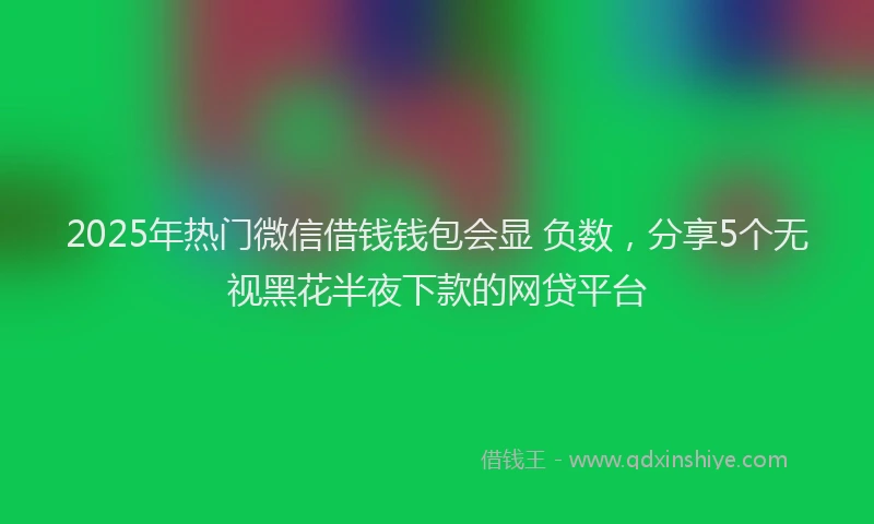 2025年热门微信借钱钱包会显 负数，分享5个无视黑花半夜下款的网贷平台
