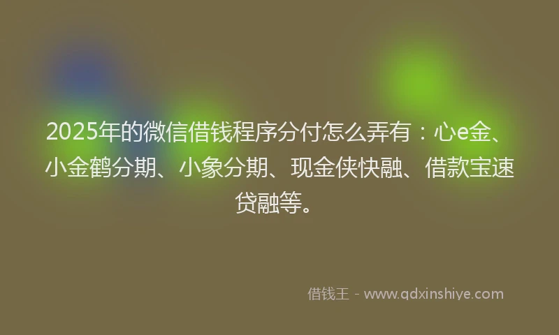 2025年的微信借钱程序分付怎么弄有：心e金、小金鹤分期、小象分期、现金侠快融、借款宝速贷融等。