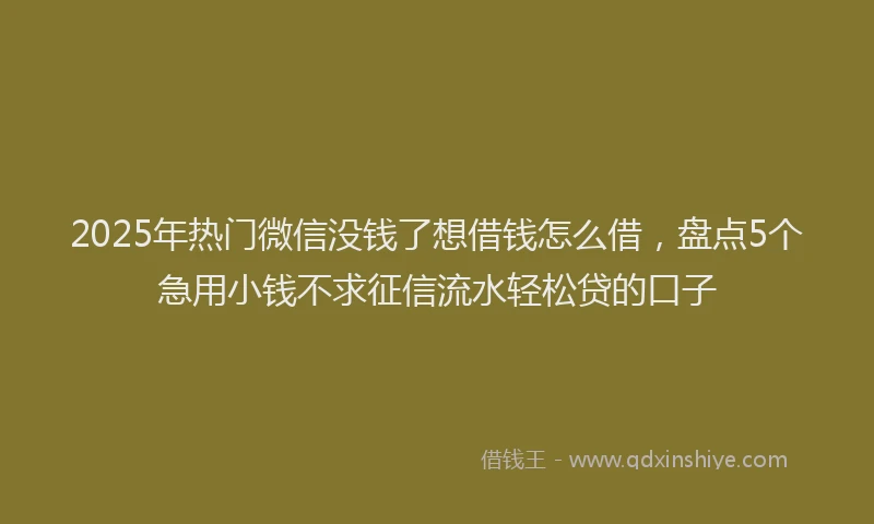 2025年热门微信没钱了想借钱怎么借，盘点5个急用小钱不求征信流水轻松贷的口子