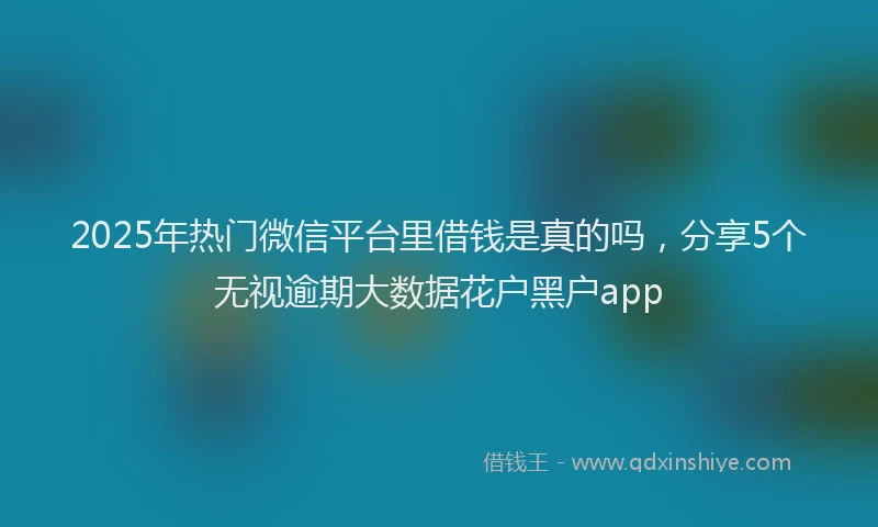 2025年热门微信平台里借钱是真的吗，分享5个无视逾期大数据花户黑户app