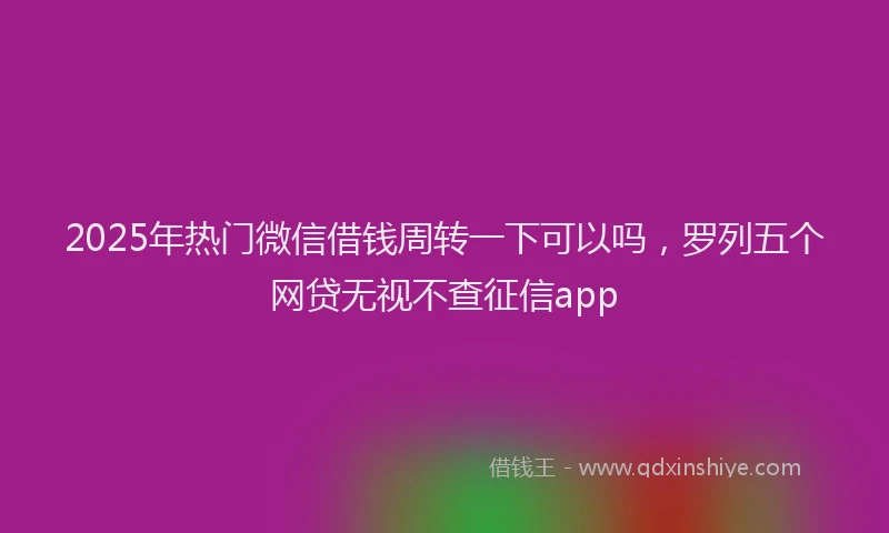 2025年热门微信借钱周转一下可以吗，罗列五个网贷无视不查征信app