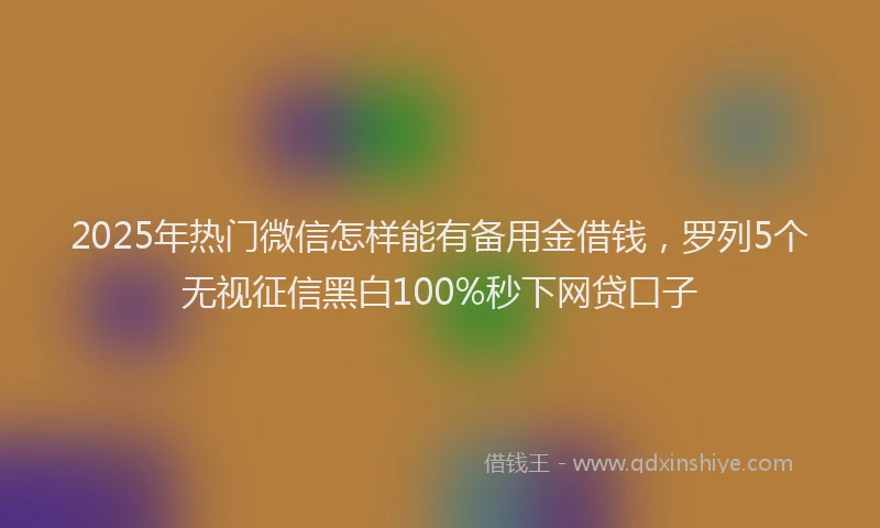 2025年热门微信怎样能有备用金借钱，罗列5个无视征信黑白100%秒下网贷口子