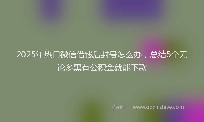 2025年热门微信借钱后封号怎么办，总结5个无论多黑有公积金就能下款