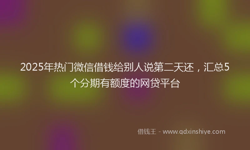2025年热门微信借钱给别人说第二天还，汇总5个分期有额度的网贷平台