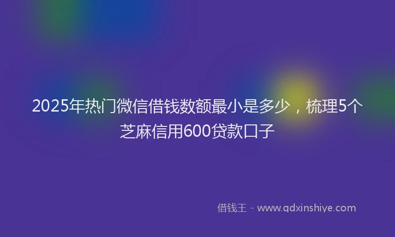 2025年热门微信借钱数额最小是多少，梳理5个芝麻信用600贷款口子