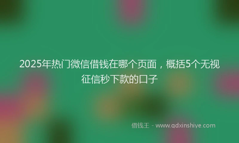2025年热门微信借钱在哪个页面，概括5个无视征信秒下款的口子