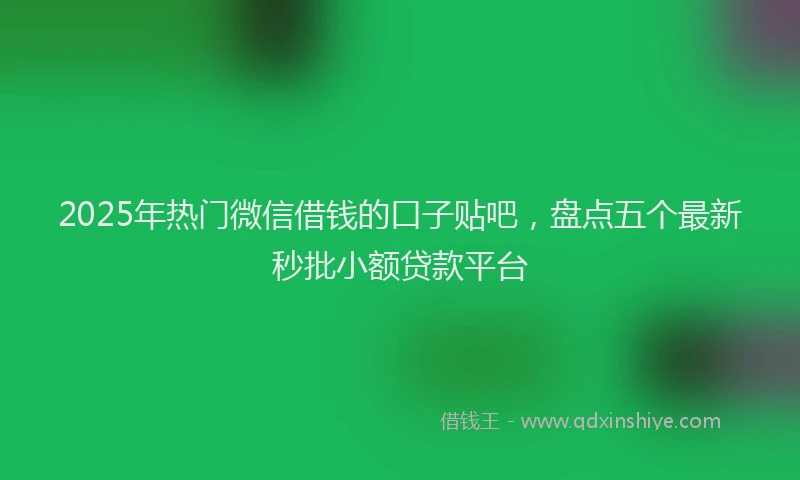 2025年热门微信借钱的口子贴吧，盘点五个最新秒批小额贷款平台