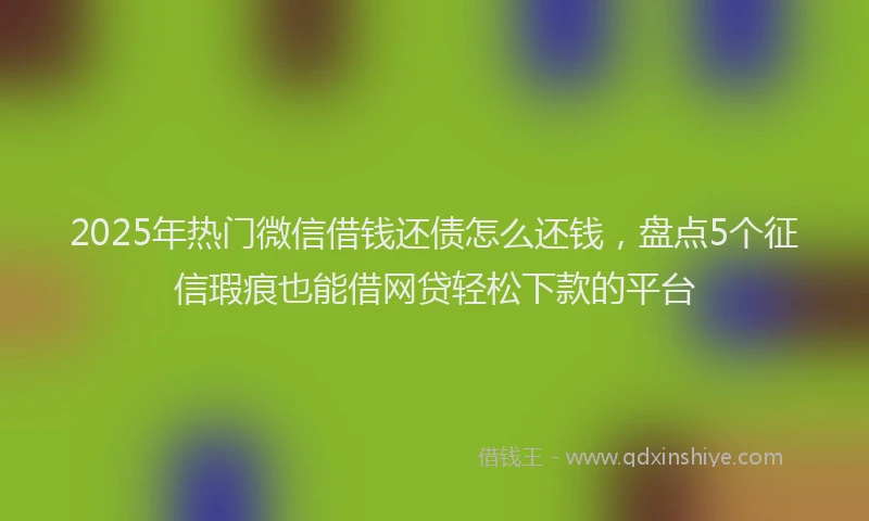 2025年热门微信借钱还债怎么还钱，盘点5个征信瑕疵也能借网贷轻松下款的平台