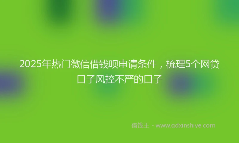 2025年热门微信借钱呗申请条件，梳理5个网贷口子风控不严的口子