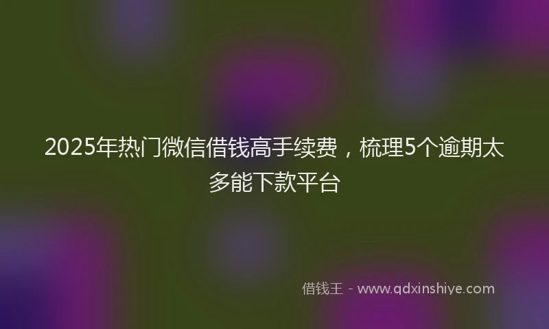 2025年热门微信借钱高手续费，梳理5个逾期太多能下款平台