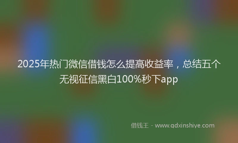2025年热门微信借钱怎么提高收益率，总结五个无视征信黑白100%秒下app