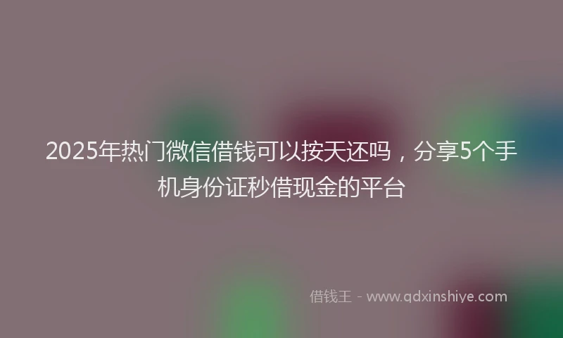 2025年热门微信借钱可以按天还吗，分享5个手机身份证秒借现金的平台