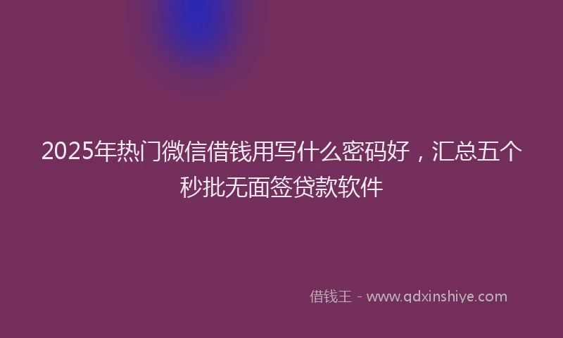 2025年热门微信借钱用写什么密码好，汇总五个秒批无面签贷款软件