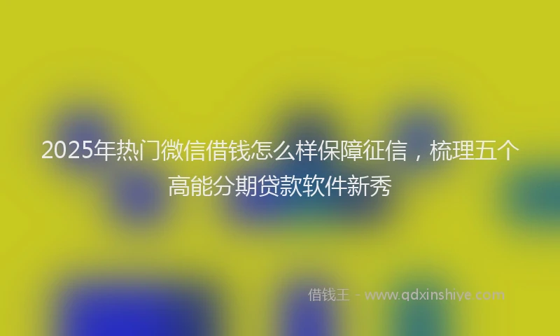 2025年热门微信借钱怎么样保障征信，梳理五个高能分期贷款软件新秀