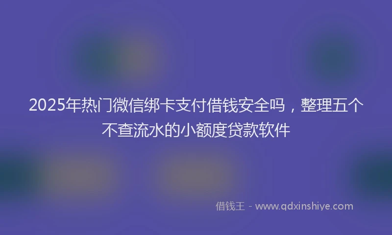 2025年热门微信绑卡支付借钱安全吗，整理五个不查流水的小额度贷款软件