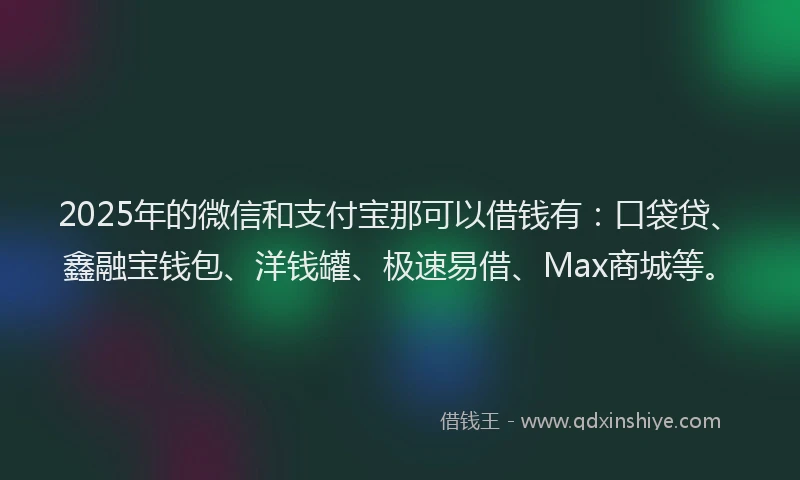 2025年的微信和支付宝那可以借钱有：口袋贷、鑫融宝钱包、洋钱罐、极速易借、Max商城等。