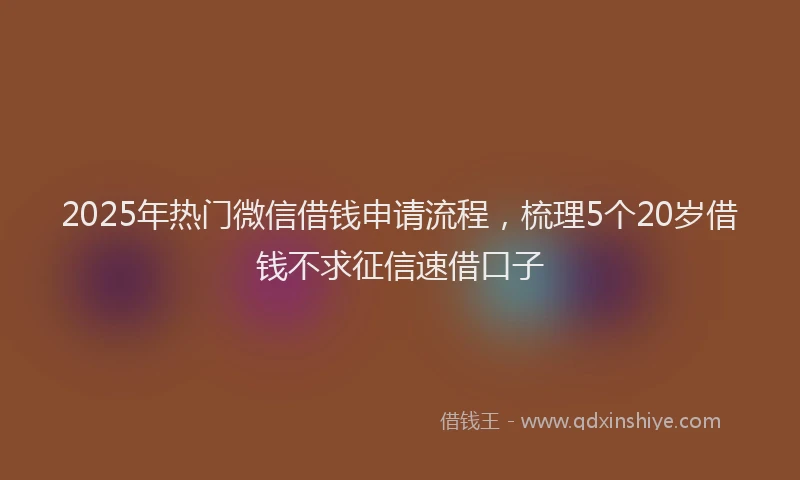 2025年热门微信借钱申请流程，梳理5个20岁借钱不求征信速借口子