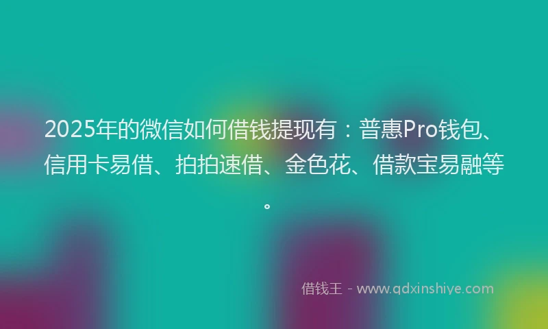 2025年的微信如何借钱提现有：普惠Pro钱包、信用卡易借、拍拍速借、金色花、借款宝易融等。