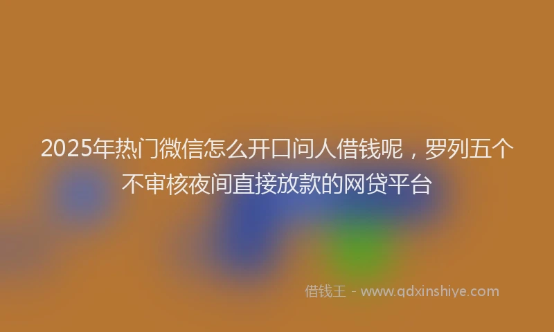 2025年热门微信怎么开口问人借钱呢，罗列五个不审核夜间直接放款的网贷平台