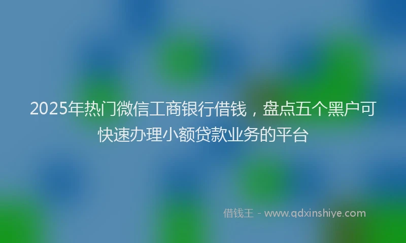 2025年热门微信工商银行借钱，盘点五个黑户可快速办理小额贷款业务的平台