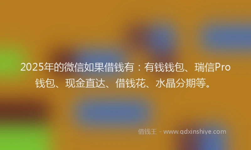 2025年的微信如果借钱有：有钱钱包、瑞信Pro钱包、现金直达、借钱花、水晶分期等。