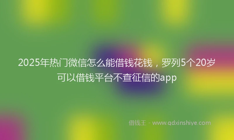 2025年热门微信怎么能借钱花钱，罗列5个20岁可以借钱平台不查征信的app
