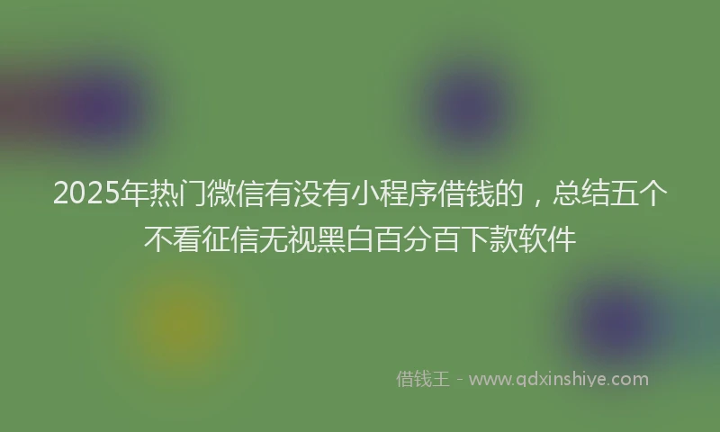2025年热门微信有没有小程序借钱的，总结五个不看征信无视黑白百分百下款软件