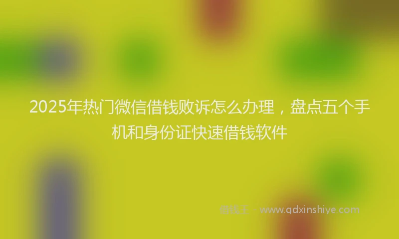 2025年热门微信借钱败诉怎么办理，盘点五个手机和身份证快速借钱软件