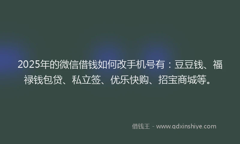 2025年的微信借钱如何改手机号有：豆豆钱、福禄钱包贷、私立签、优乐快购、招宝商城等。