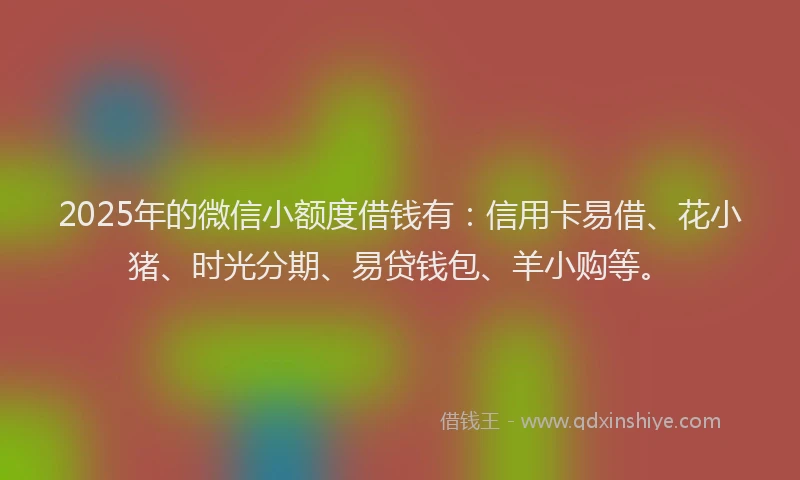 2025年的微信小额度借钱有：信用卡易借、花小猪、时光分期、易贷钱包、羊小购等。